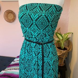 Forever 21 teal and black tribal print maxi dress